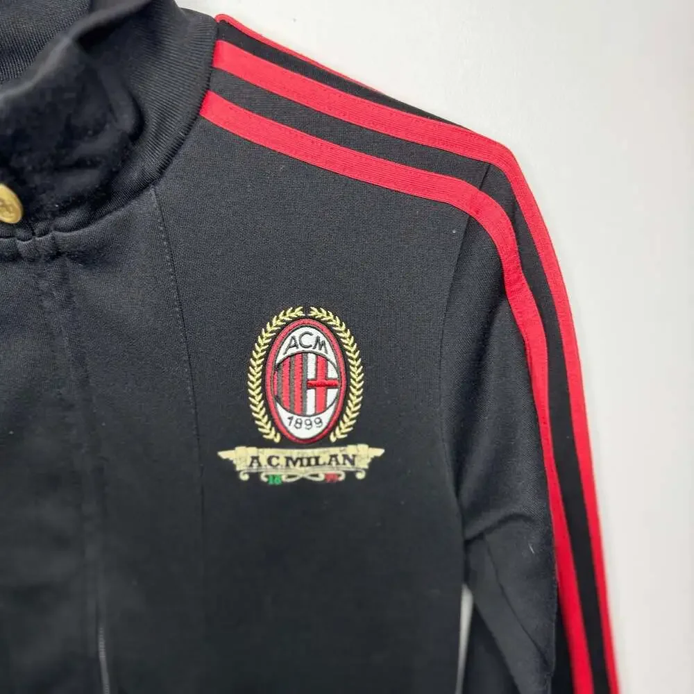 Adidas AC Milan Track Jacket Black Red Stripe Soccer Size Small